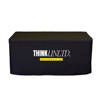 6ft Black Fitted Tablecloth with Logo